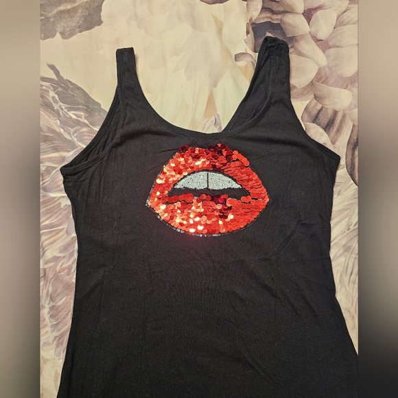GBG Los Angeles Sequin Glitter red Lips size Large - Picture 2 of 6